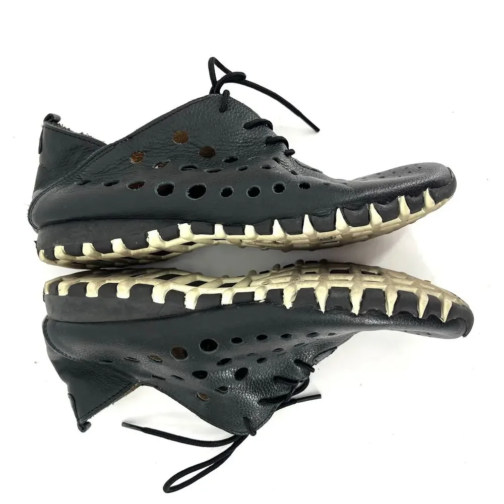 Litfoot Women's‎ black perforated leather Oxford comfort shoes LF9010 EU37 US6.5